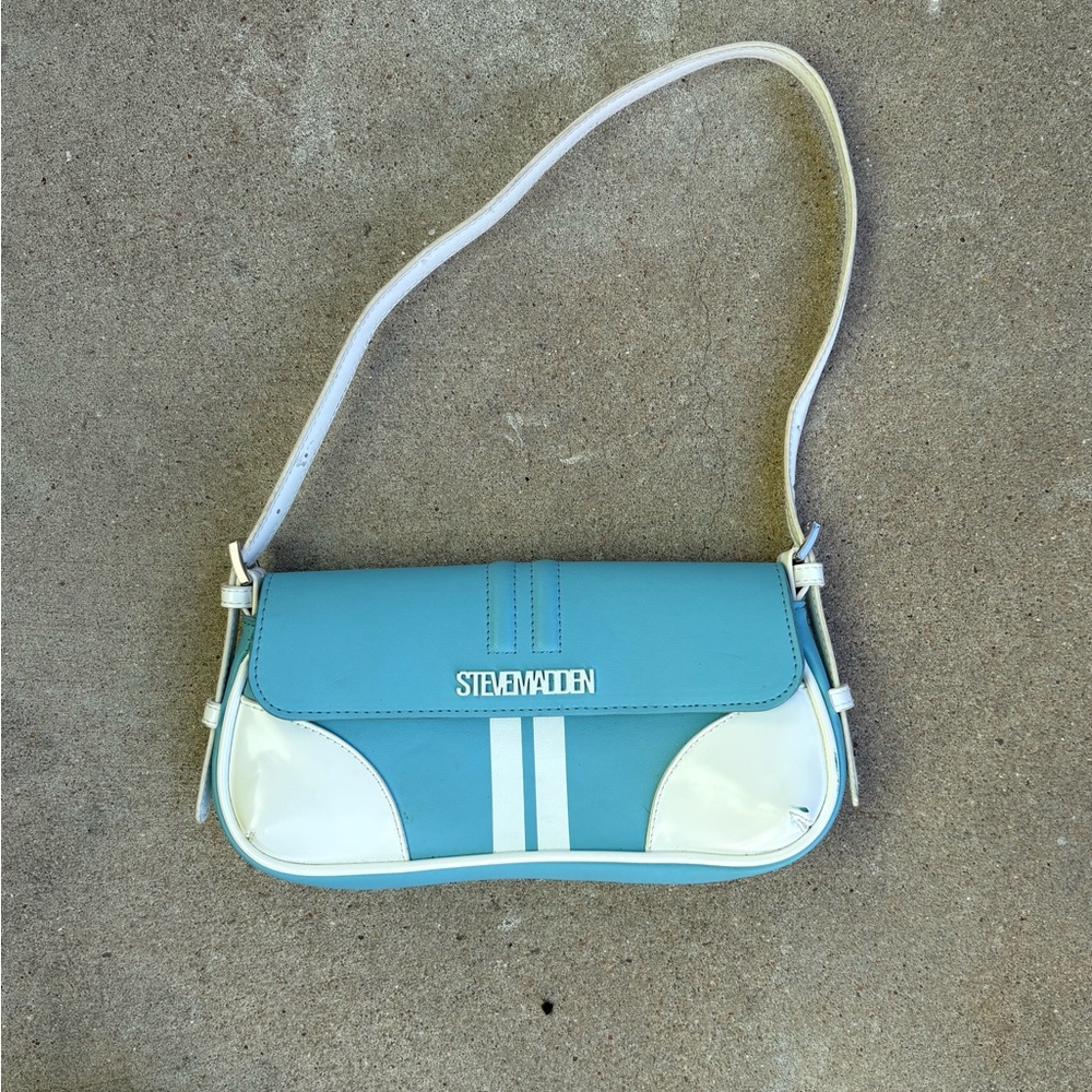 Steve Madden Y2K Blue and White Shoulder Bag